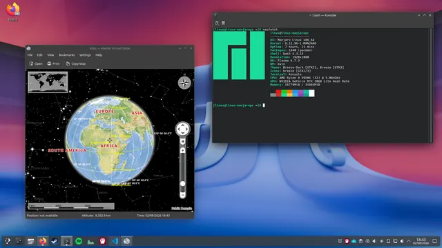 Manjaro + KDE Plasma desktop on the PC