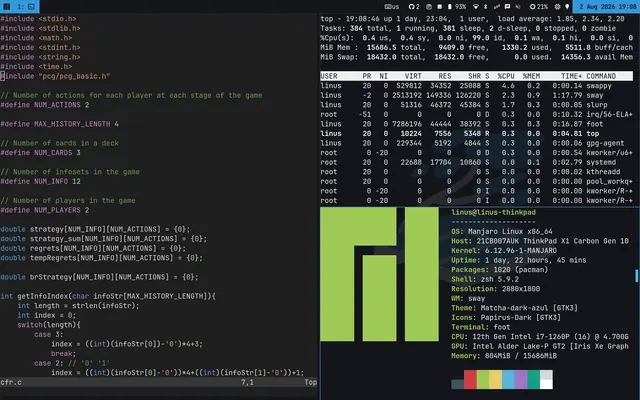 Manjaro + Sway on the ThinkPad laptop